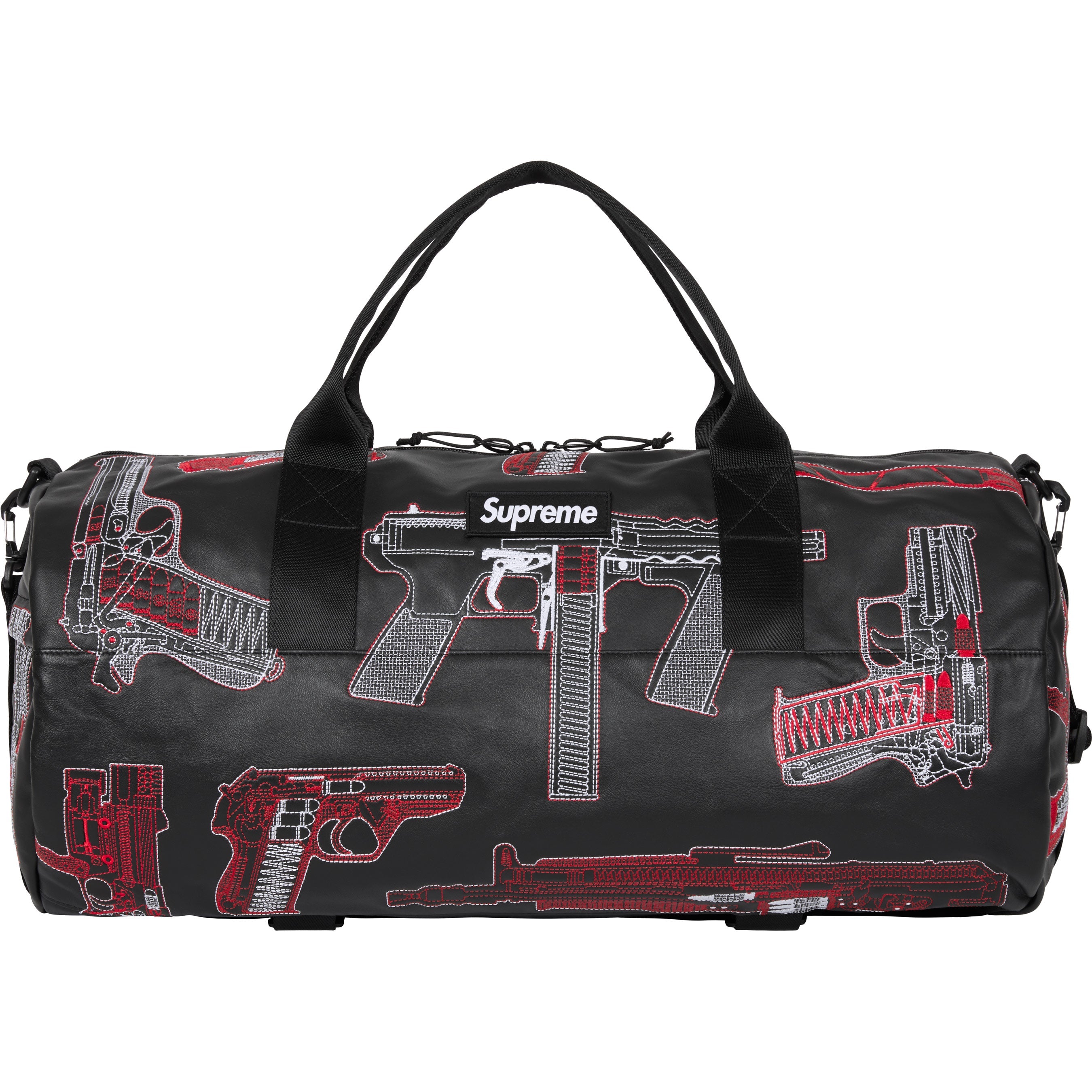 Guns Embroidered Leather Duffle Bag view 9